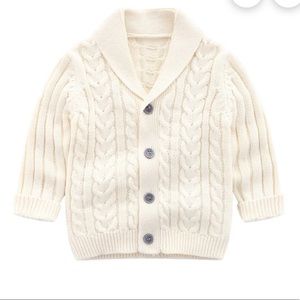 Handmade Baby Cable Knit cardigan sweater cream